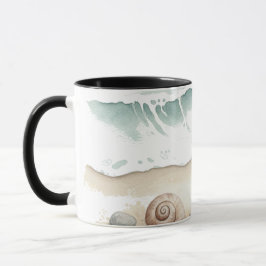 Caneca Seashell & Sand – Watercolor Beach Tote Mug