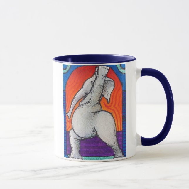 Caneca segurada azul da campainha de Yogaphant 4 (Direita)