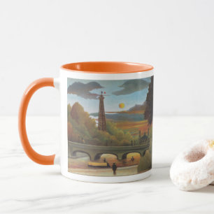 Caneca Seine e Eiffel Tower no Sunset por Henri Rousseau