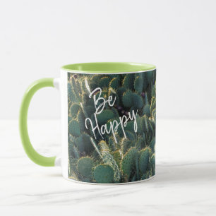 Caneca Seja feliz com cacto e nomes