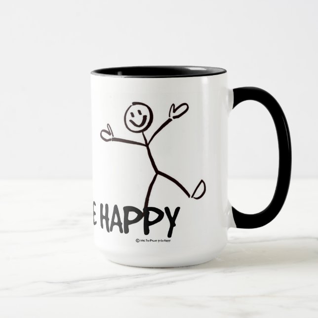 CANECA SEJA FELIZ, SINAL DE FIGURA (Direita)