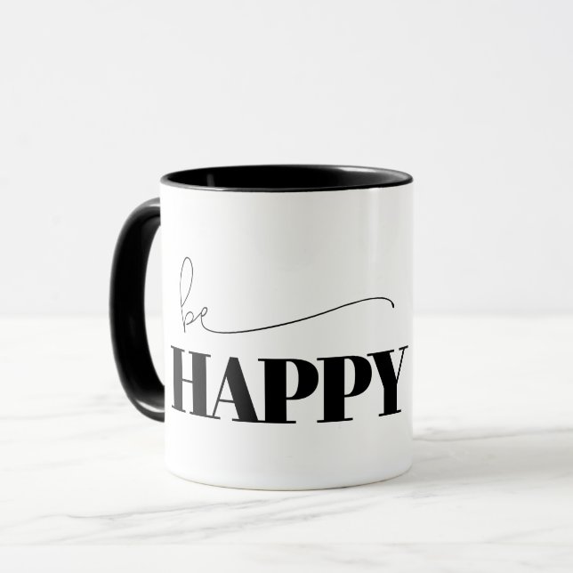 Caneca Seja feliz tipografia (Frente Esquerda)