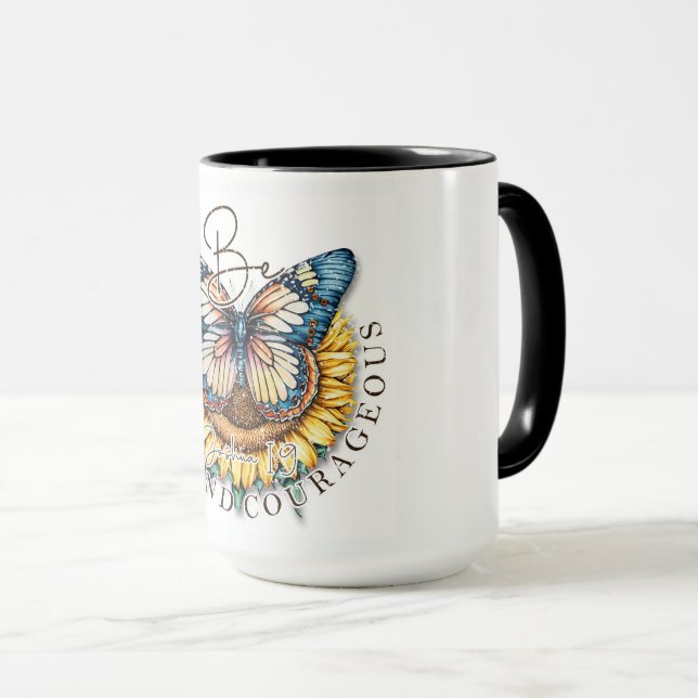 Caneca Seja forte e corajoso citação bíblica (Frente Esquerda)