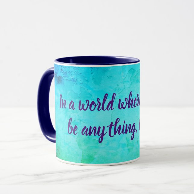 Caneca Seja gentil com a citação azul verde (Frente Esquerda)