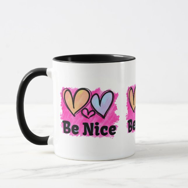 Caneca Seja Legal Corações Aquarela (Esquerda)