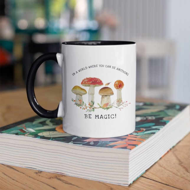 Caneca Seja mágico | Ilustrações do Cogumelo de Aquarelas (Criador carregado)