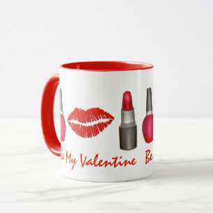 Caneca Seja meu Namorados Lipstick Kiss Nail Polótica