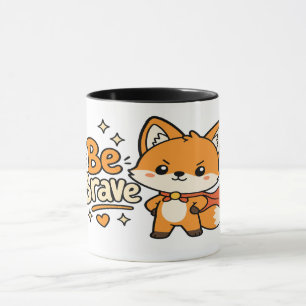 Caneca Seja Motivação de Raposa Kawaii Corajosa