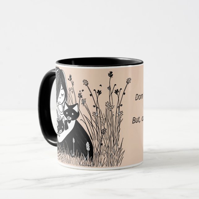 Caneca Seja quem você é, garota, gatos bardomania beige (Frente Esquerda)