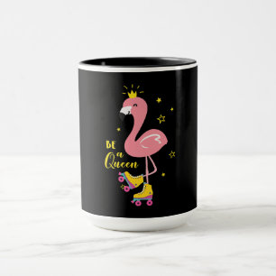 Caneca Seja uma Rainha Rosa, Skate Flamingo Roller Mulher