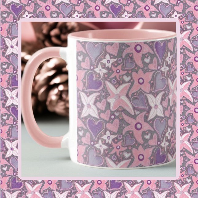Caneca Seja Único Ser Seu Padrão Em Rosa/Roxo (Criador carregado)