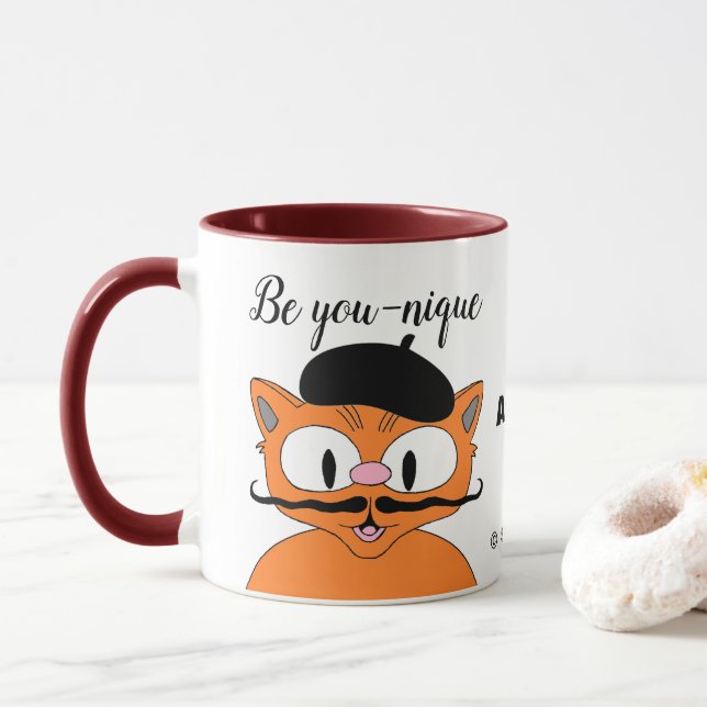 Caneca Seja você único e personalizado Gato de bigode de  (Com Donut)