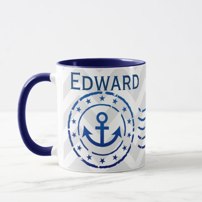 Caneca Selo Cevron e Âncora Náutico (Esquerda)