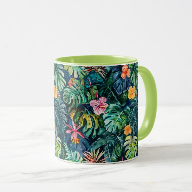 Caneca Selva de Hibiscus Monstera (Frente Esquerda)
