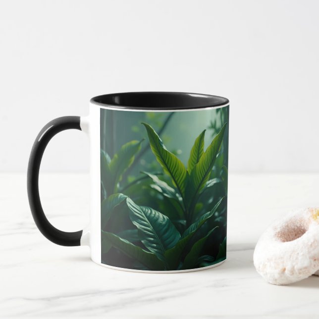 Caneca Selva Tropical Deixa Mug | Taça de Café Botânica (Com Donut)