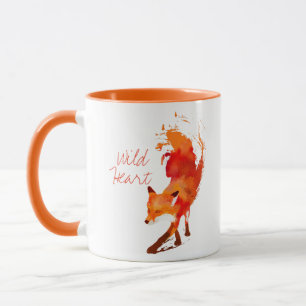 Caneca selvagem do Fox da cor de água do coraçã