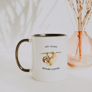 Caneca Sem Conversa Antes do Café Preguiça Aquarela