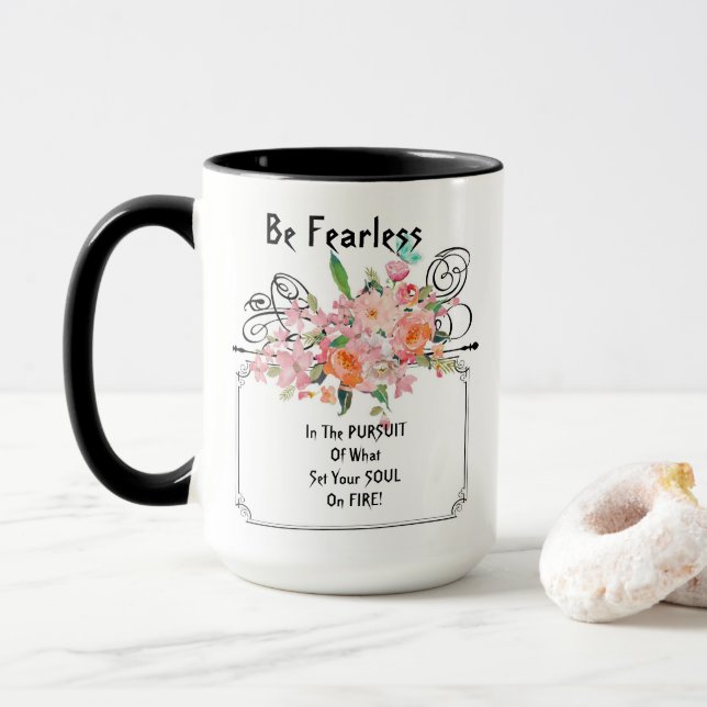 Caneca Sem Medo: Citação Encorajadora (Com Donut)