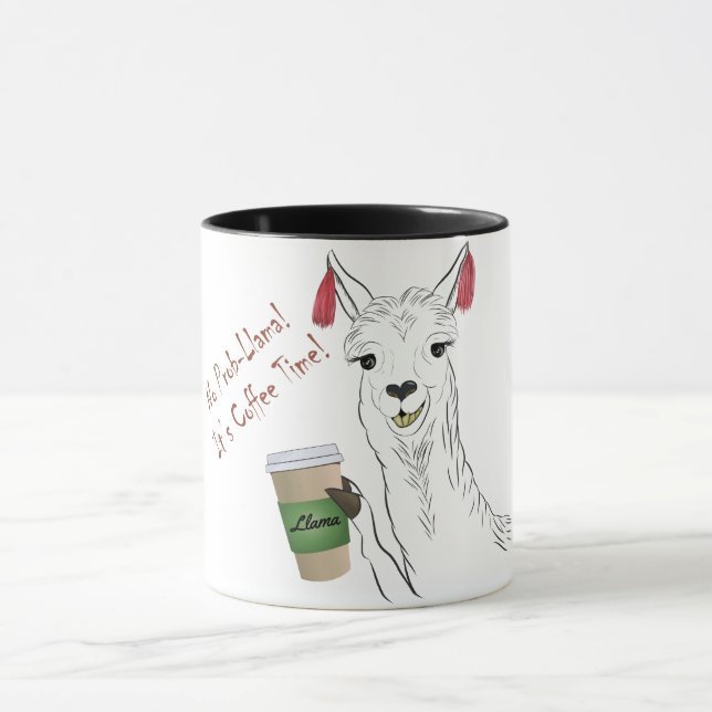 Caneca Sem Prob-Lama! É hora do café! Cute Funny Llama (Centro)