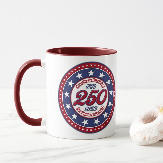 Caneca Semiquincentenário do 250º aniversário da América (Com Donut)