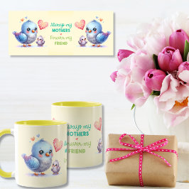 Caneca Sempre minha mãe - Mãe de pássaros e amarelo-bebê