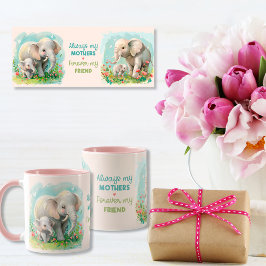 Caneca Sempre minha mãe - Mãe elefante e rosa-bebê