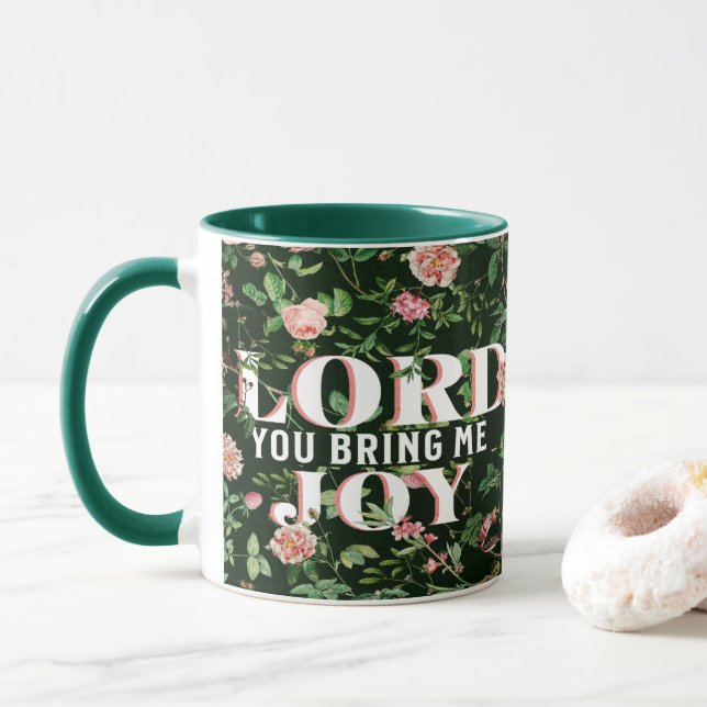 Caneca Senhor, Traga-Me Joy Floral Christian (Com Donut)