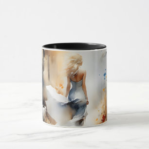Caneca Senhora Caminhando Através De Uma Floresta