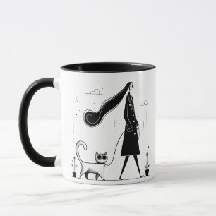 Caneca Senhora caminhando seu gato fofo Mug