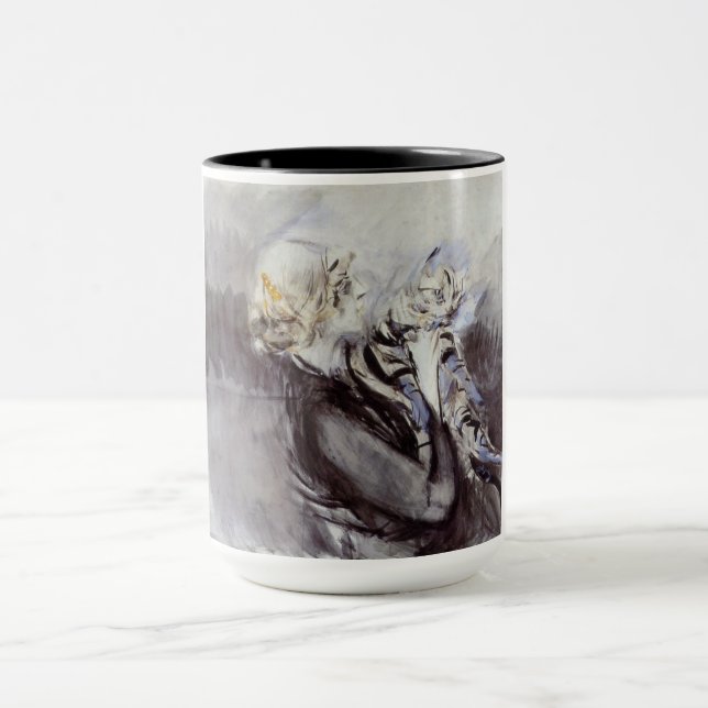 Caneca Senhora com um gato de Cinza (por Giovanni Boldini (Centro)