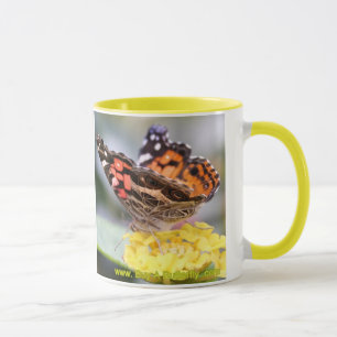 Caneca Senhora pintada americano Borboleta Ciclo de vida