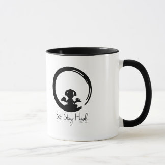 Caneca Sente-se. Estada. Cure. Persiga a pose especial da