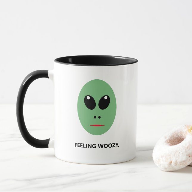 Caneca Sentindo-se engraçado dizendo Alienígenas verdes (Com Donut)