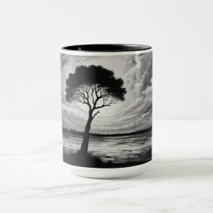 Caneca Sentinela Solitária Uma árvore majestosa contra um