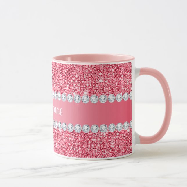 Caneca Sequins e diamantes cor-de-rosa do falso (Direita)