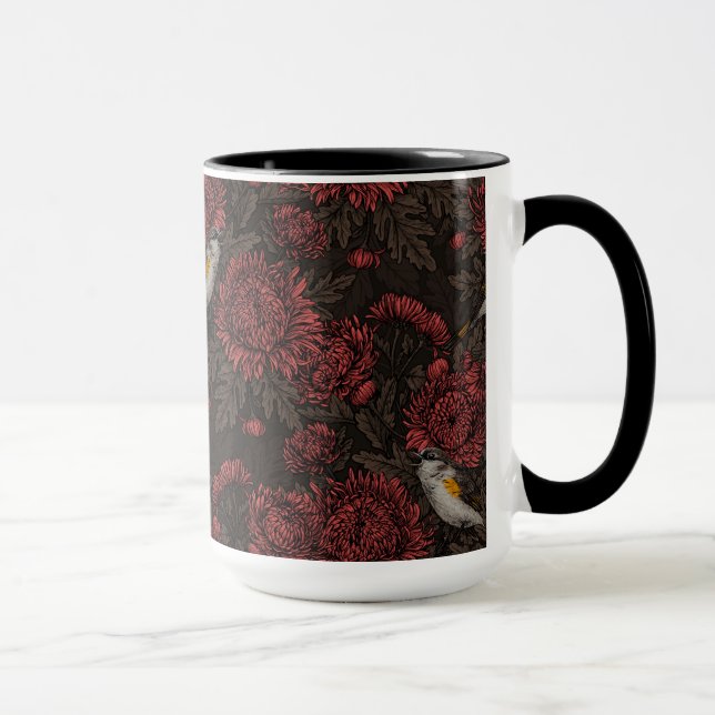 Caneca Sequoias no crisântemo em castanho e vermelho (Direita)