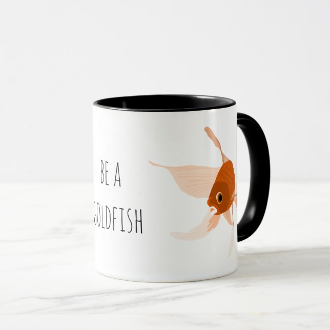 Caneca ser um goldfish laranja ilustração preta (Frente Esquerda)