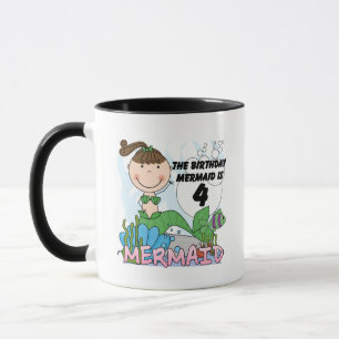 Caneca Sereia 4º aniversário T-shirts e presentes