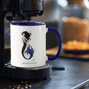 Caneca Sereia da Fantasia Elegante Tribal Azul