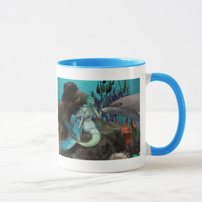 Caneca Sereia e golfinho sob o mar (Direita)