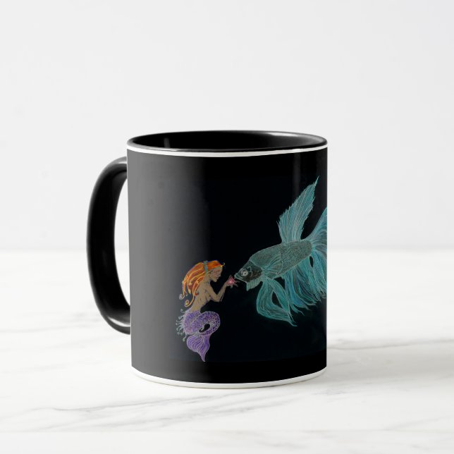 Caneca Sereia e Peixe Betta (Frente Esquerda)