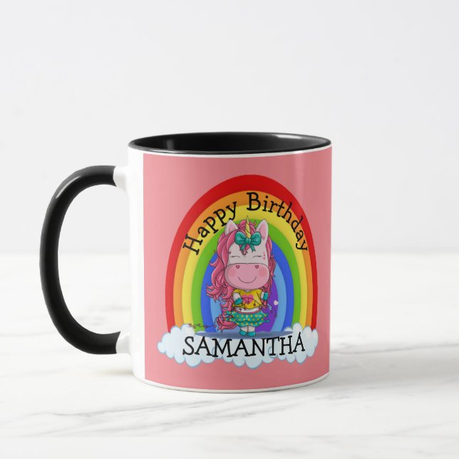 Caneca Sereia, Feliz ANIVERSÁRIO, Pia Rosa (Esquerda)