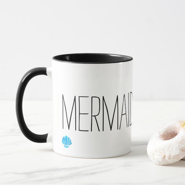 Caneca Sereia no coração com casca azul (Com Donut)