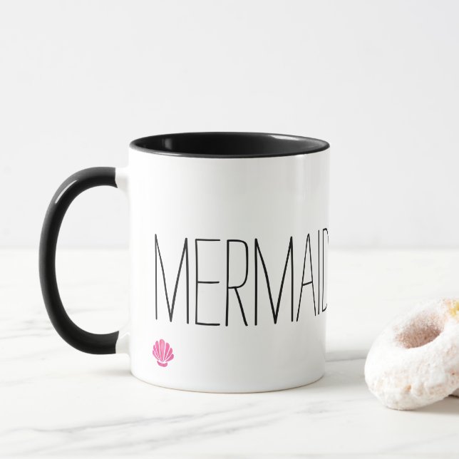 Caneca Sereia no coração com casca rosa (Com Donut)
