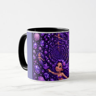 Caneca Sereia Roxa Joia Espiral Arte Fantasia