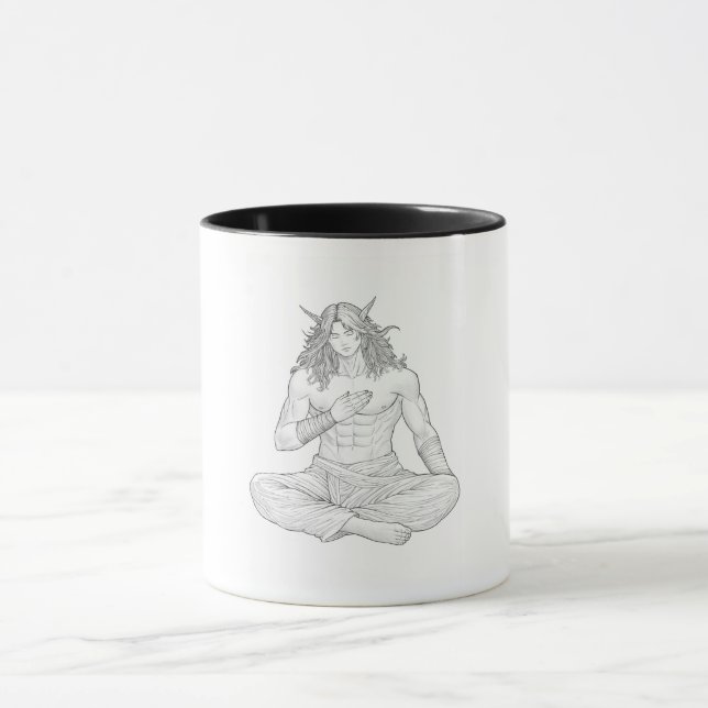Caneca Serene Elf Warrior | Fantasy Anime Character Art (Centro)