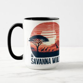 Caneca Serene Orange Retro Giraffe Savanna Wilds