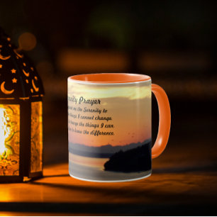 Caneca Serenity Prayer Orange Seascape Sunset