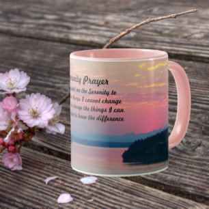 Caneca Serenity Prayer Pink Seascape Sunset
