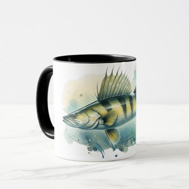 Caneca Série Watercolor: Zander/Walleye (Frente Esquerda)